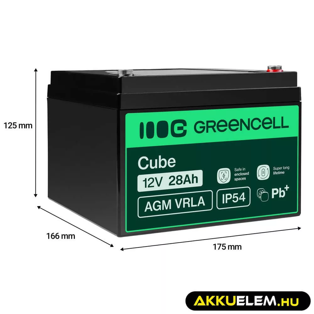 GreenCell AGM VRLA 12V 28Ah akkumulátor hajókhoz robogókhoz