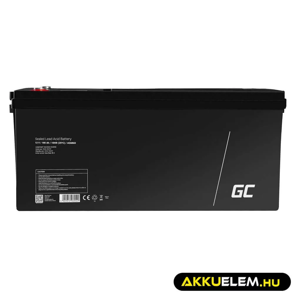 GreenCell AGM VRLA 12V 180Ah akkumulátor napelemes rendszerekhez hajókhoz