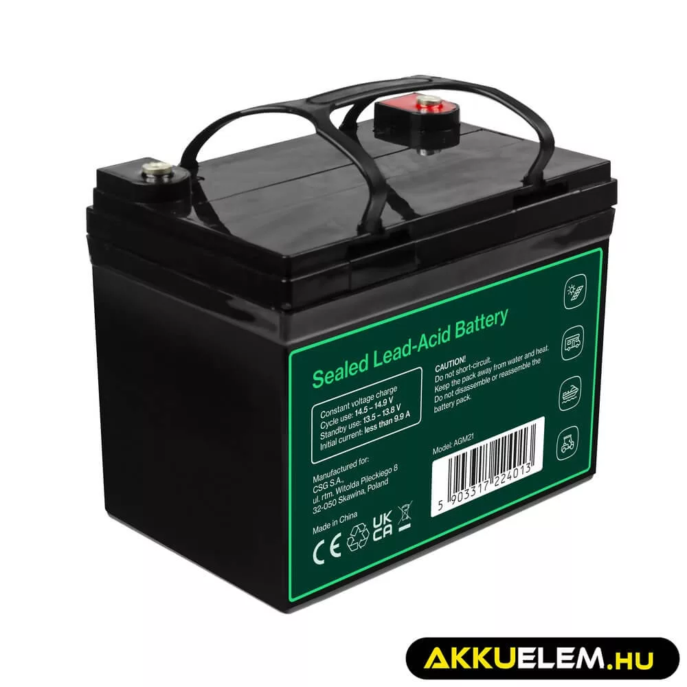 GreenCell Cube AGM VRLA IP54 12V 33Ah akkumulátor fűnyírókhoz robogókhoz hajókhoz