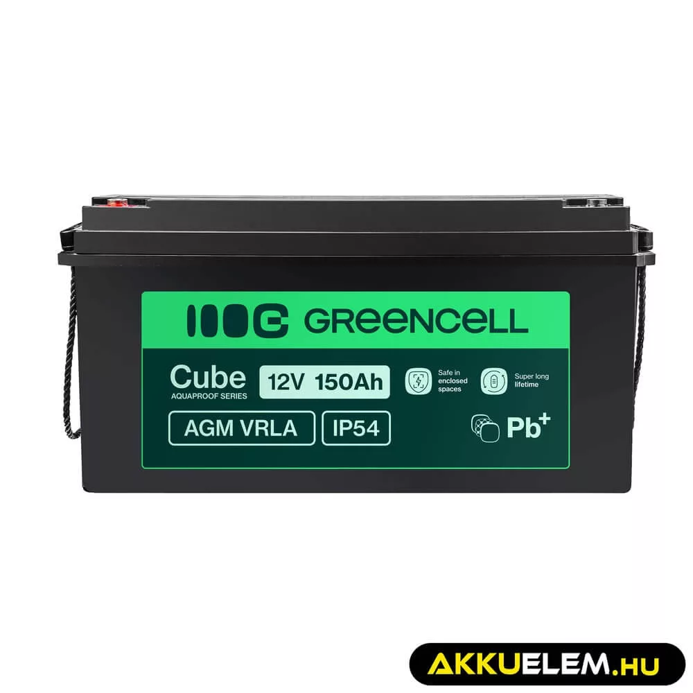 GreenCell Cube AGM VRLA IP54 12V 150Ah akkumulátor napelemes rendszerekhez hajókhoz