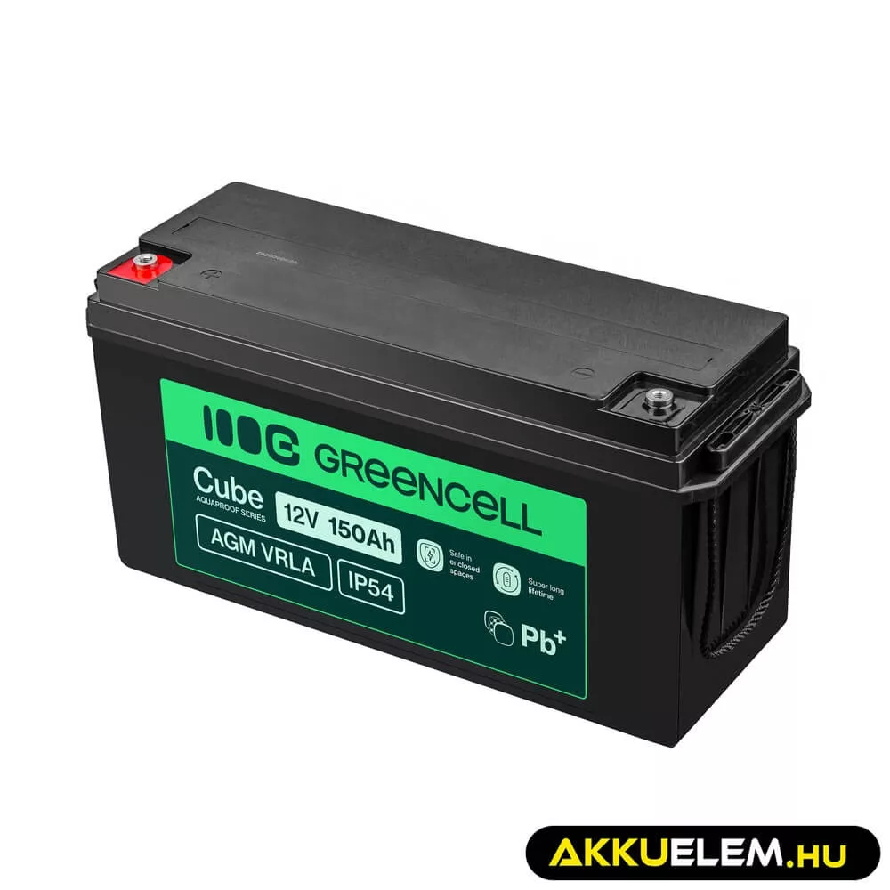 GreenCell Cube AGM VRLA IP54 12V 150Ah akkumulátor napelemes rendszerekhez hajókhoz