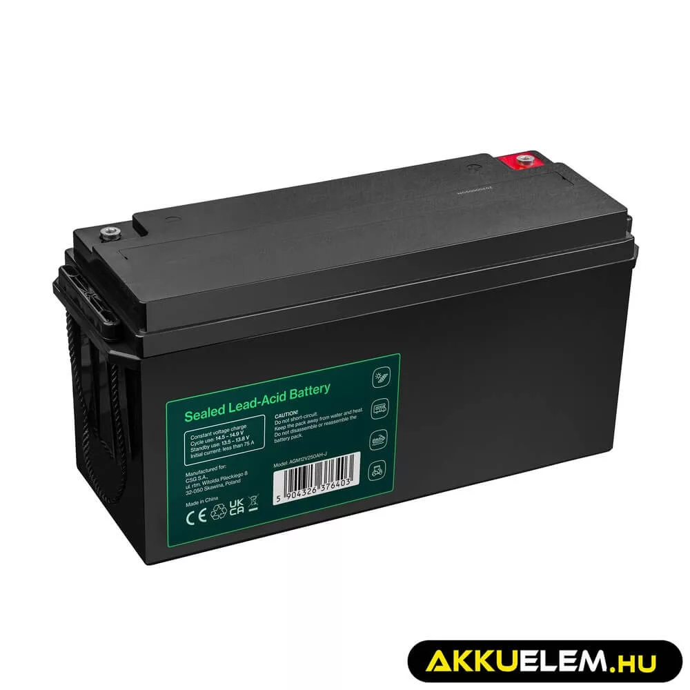 GreenCell Cube AGM VRLA IP54 12V 250Ah akkumulátor napelemes rendszerekhez hajókhoz