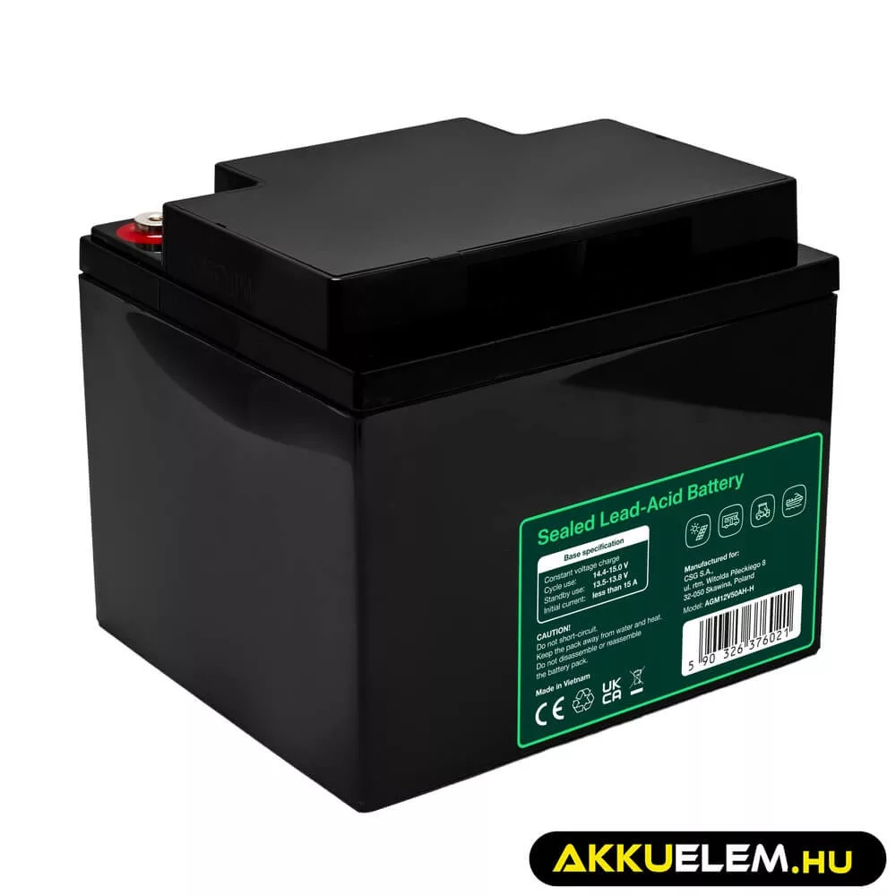 GreenCell AGM VRLA 12V 50Ah akkumulátor UPS-ekhez lakóautókhoz (197x166x170mm)