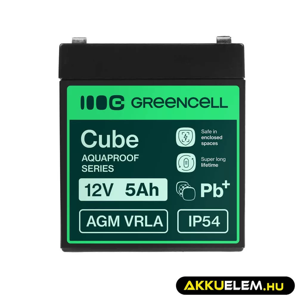 GreenCell AGM VRLA 12V 5Ah akkumulátor (91x70x102mm)