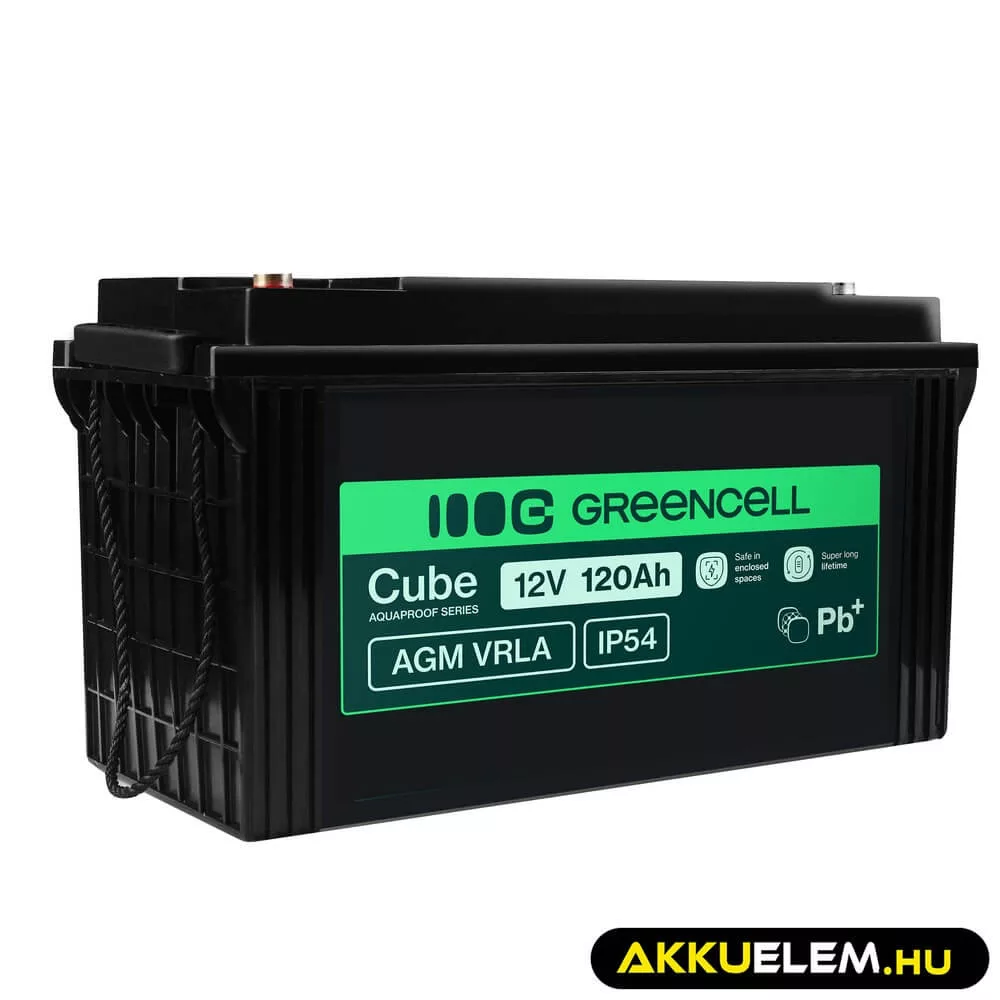 GreenCell AGM VRLA 12V 120Ah akkumulátor hajókhoz napelemes rendszerekhez (173x406x233mm)