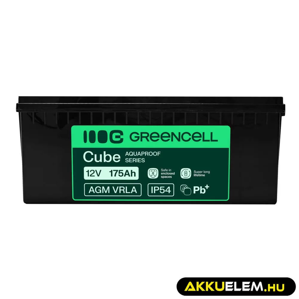 GreenCell AGM VRLA 12V 175Ah akkumulátor hajókhoz napelemes rendszerekhez (532x207x220mm)