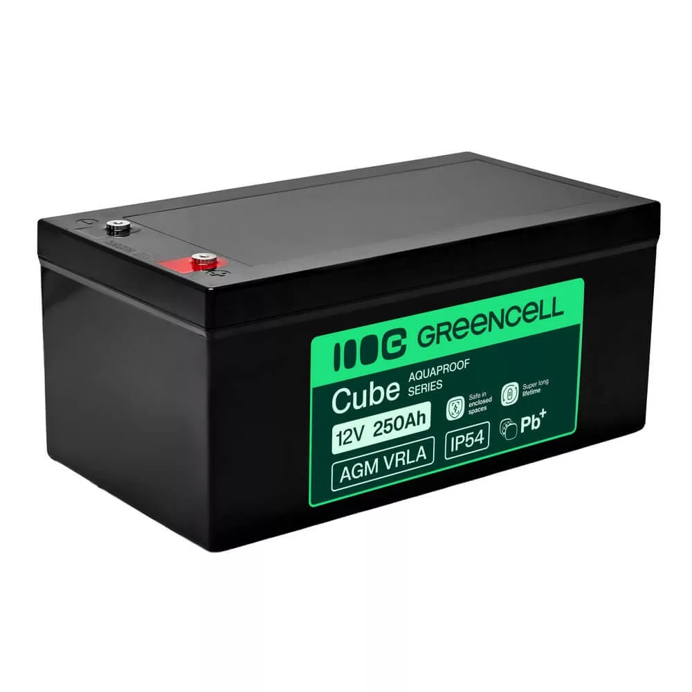   GreenCell AGM VRLA 12V 250Ah akkumulátor hajókhoz napelemes rendszerekhez (520x268x225mm)