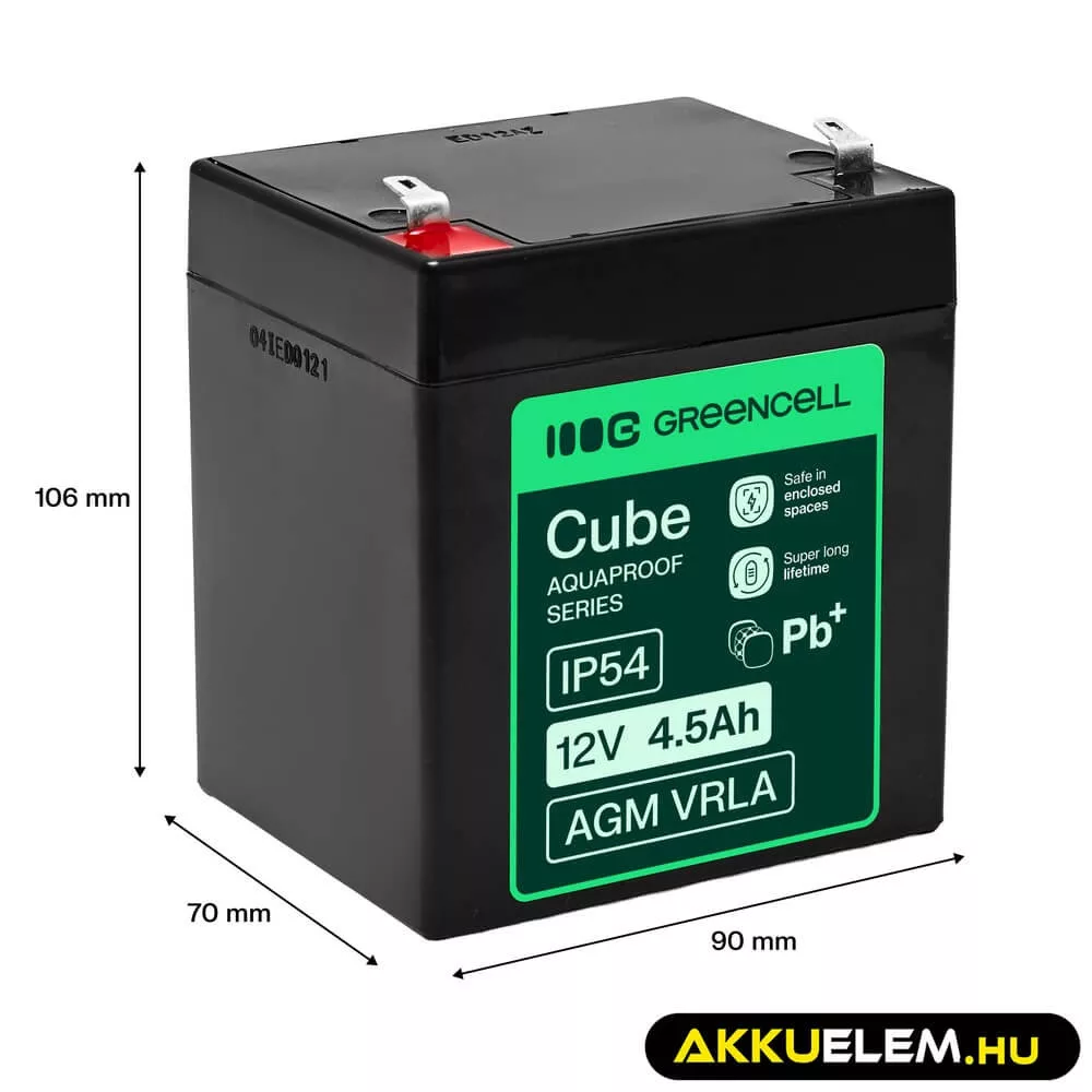GreenCell AGM VRLA 12V 4.5Ah akkumulátor (90x70x106mm)