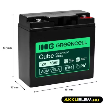 GreenCell AGM VRLA 12V 18Ah akkumulátor (181x77x167mm)