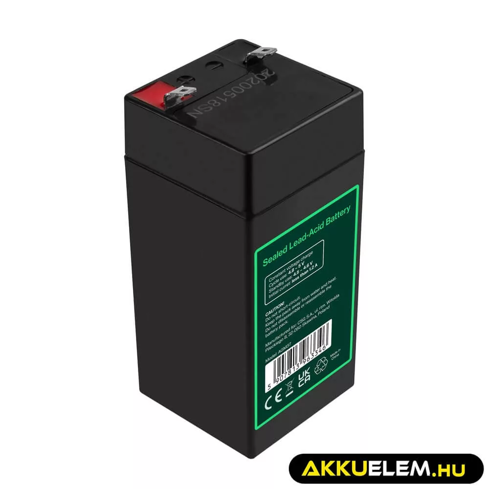 GreenCell AGM VRLA 4V 4Ah akkumulátor riasztókhoz