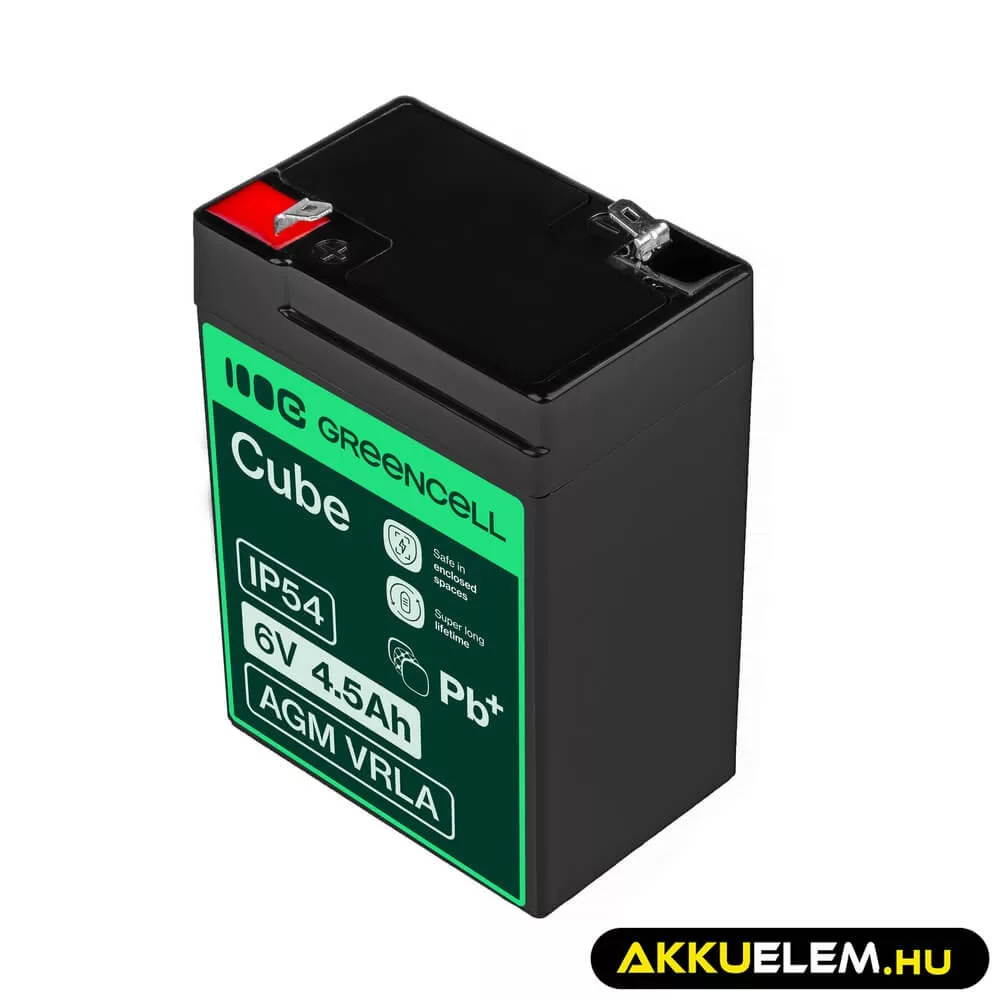 GreenCell AGM VRLA 6V 4.5Ah akkumulátor riasztókhoz