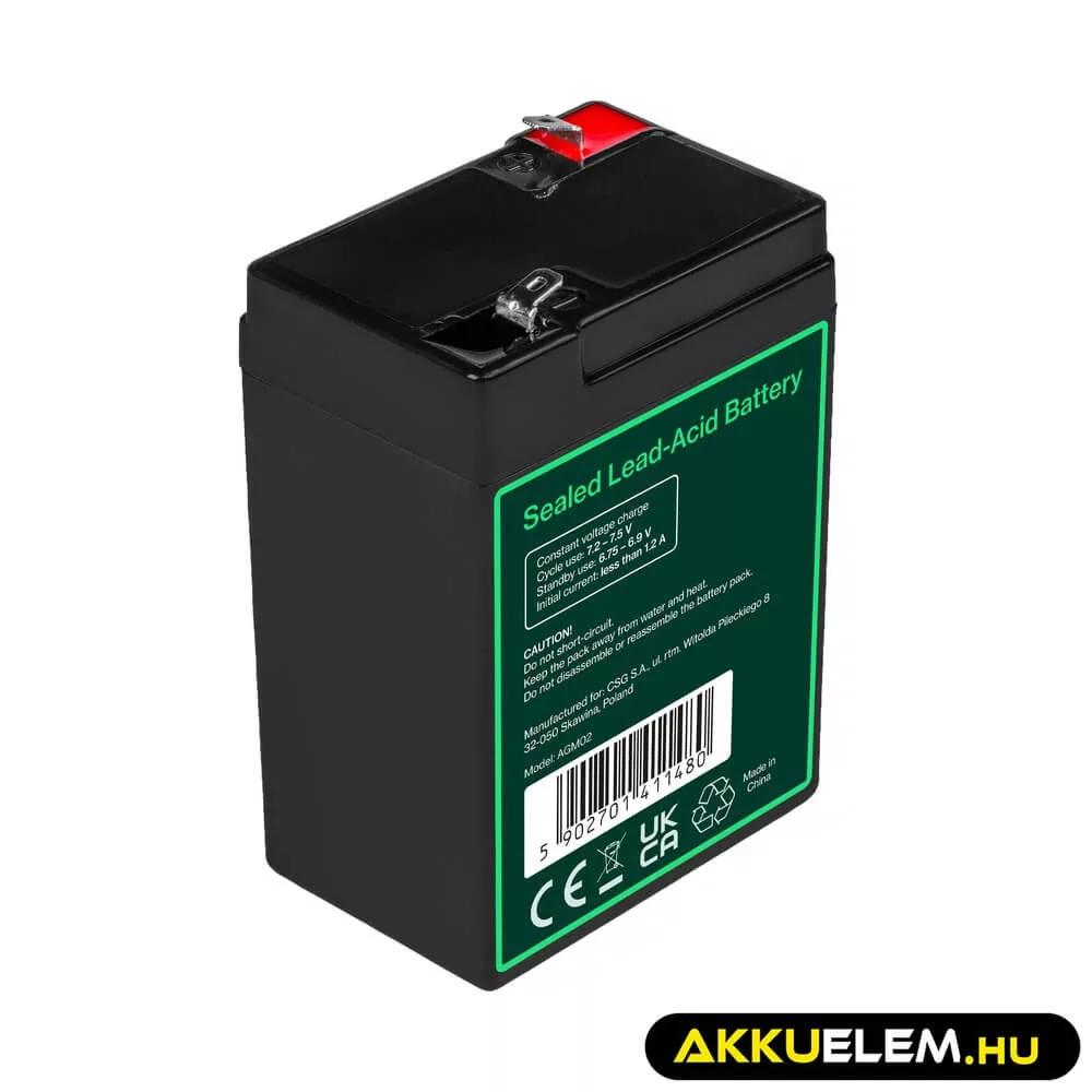 GreenCell AGM VRLA 6V 4.5Ah akkumulátor riasztókhoz