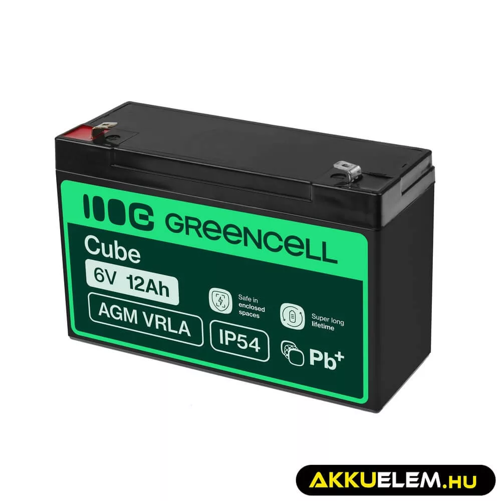 GreenCell AGM VRLA 6V 12Ah akkumulátor riasztókhoz