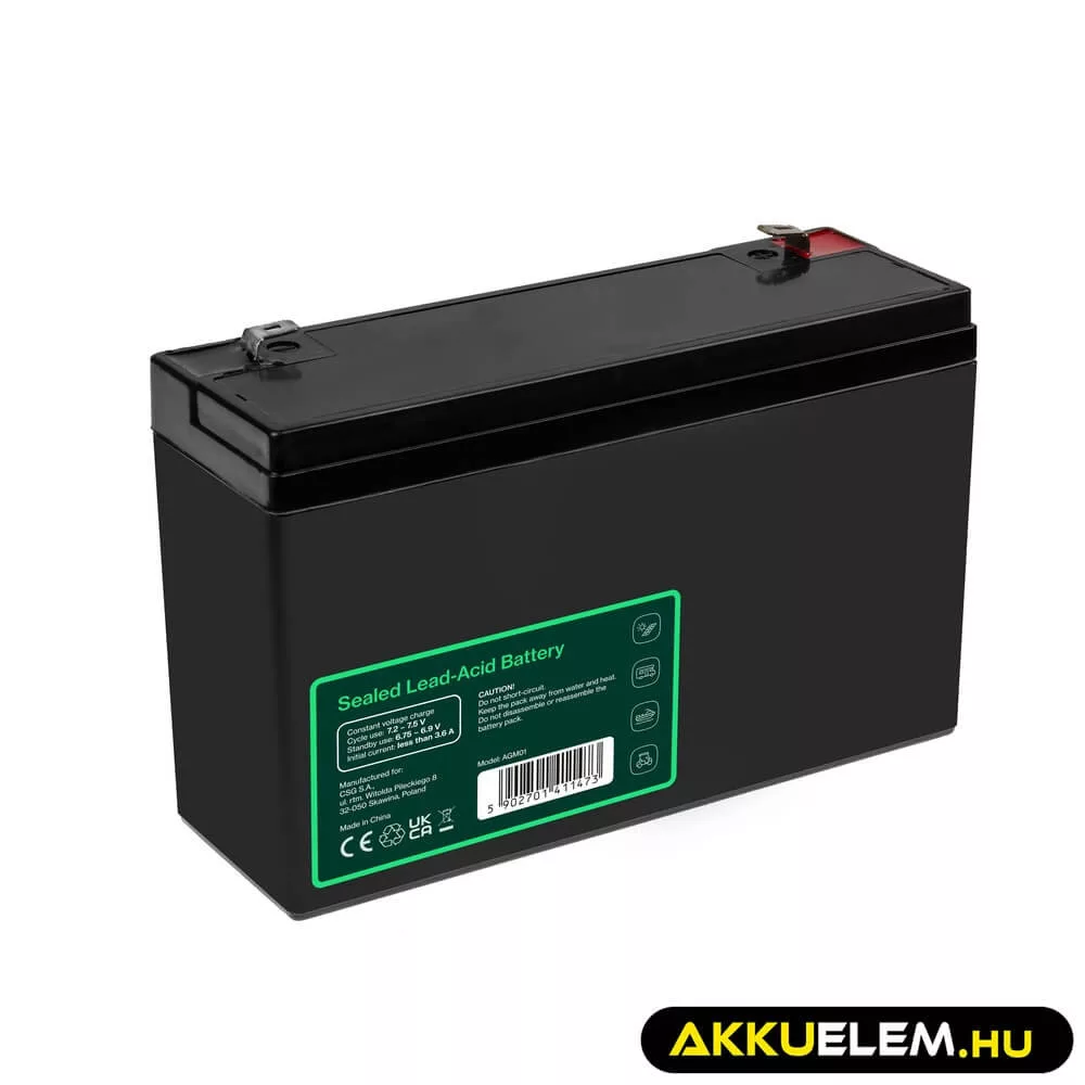 GreenCell AGM VRLA 6V 12Ah akkumulátor riasztókhoz