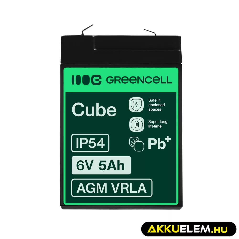 GreenCell AGM VRLA 6V 5Ah akkumulátor riasztókhoz