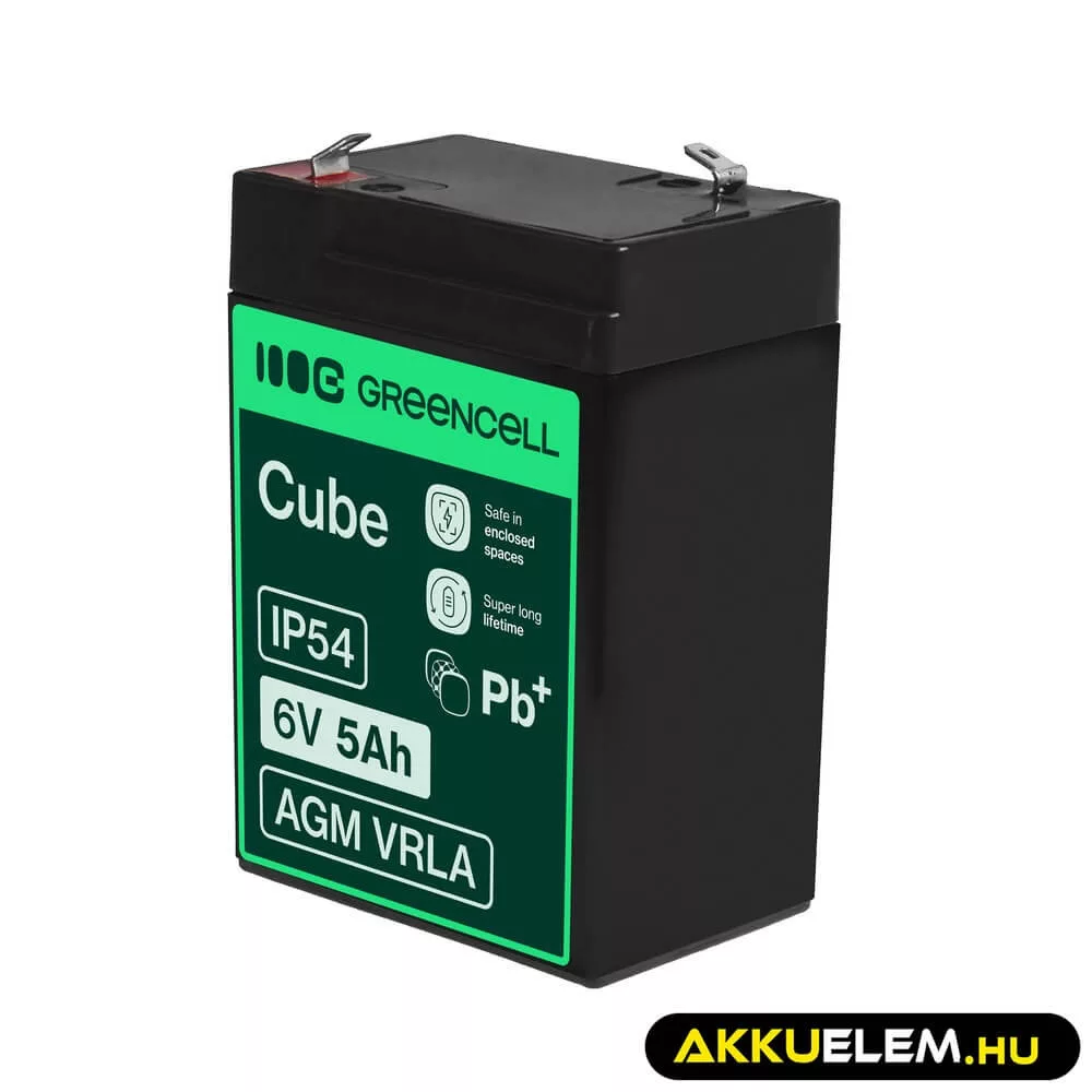 GreenCell AGM VRLA 6V 5Ah akkumulátor riasztókhoz