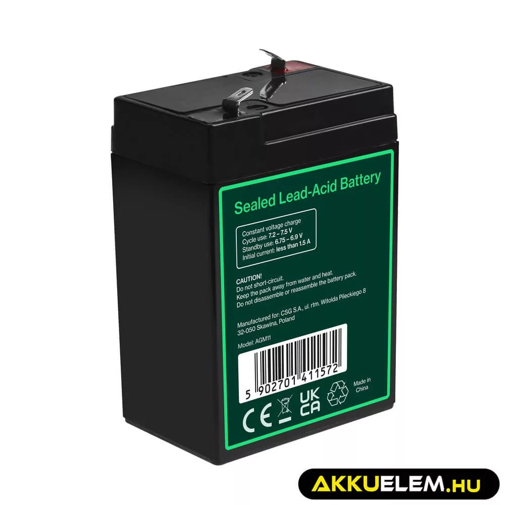 GreenCell AGM VRLA 6V 5Ah akkumulátor riasztókhoz