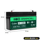 GreenCell AGM VRLA 6V 1.3Ah zselés akkumulátor - GreenCell