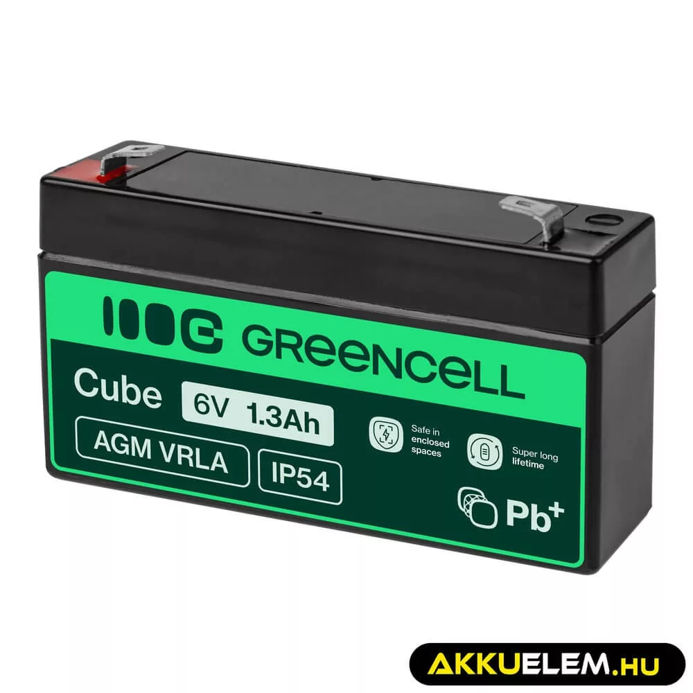 GreenCell AGM VRLA 6V 1.3Ah akkumulátor riasztókhoz