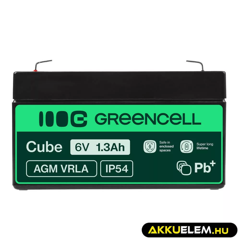 GreenCell AGM VRLA 6V 1.3Ah akkumulátor riasztókhoz