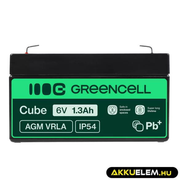 GreenCell AGM VRLA 6V 1.3Ah zselés akkumulátor - GreenCell