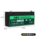 GreenCell AGM VRLA 6V 3.2Ah zselés akkumulátor - GreenCell