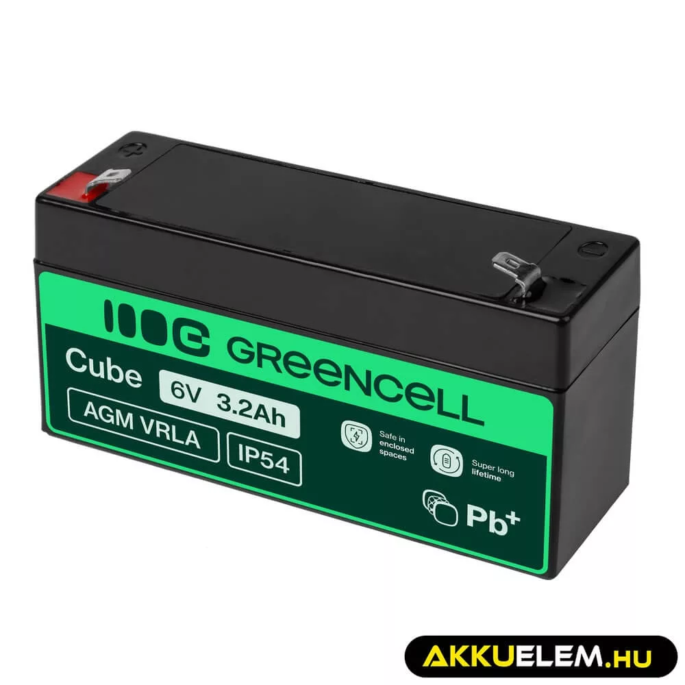 GreenCell AGM VRLA 6V 3.2Ah akkumulátor riasztókhoz