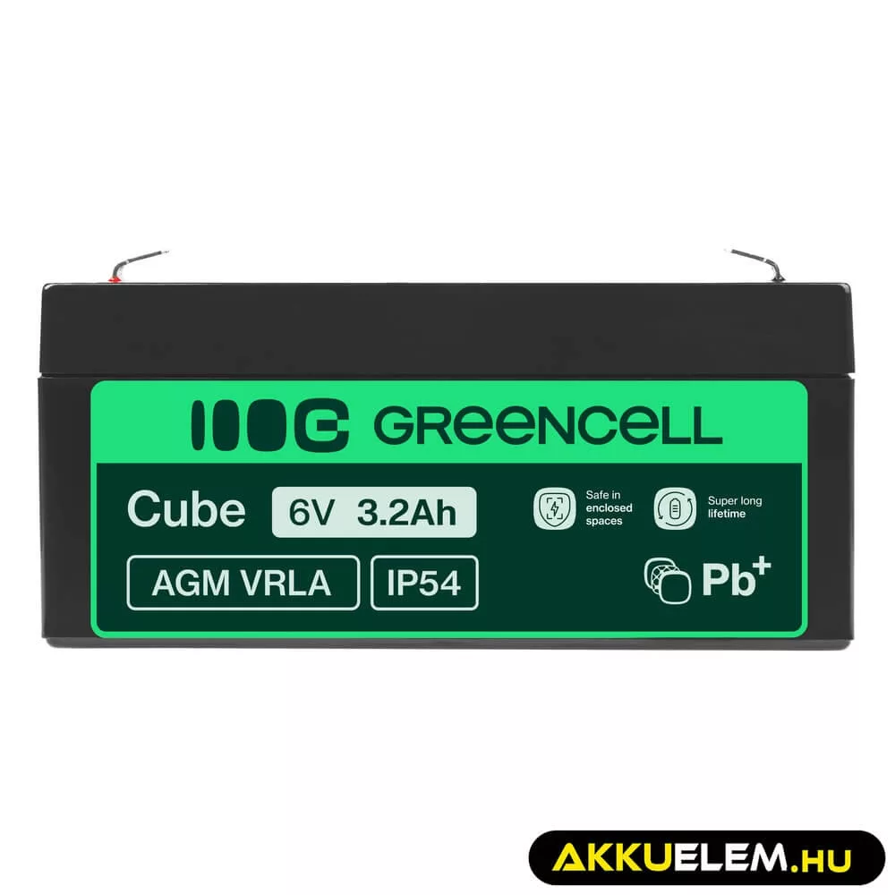 GreenCell AGM VRLA 6V 3.2Ah akkumulátor riasztókhoz