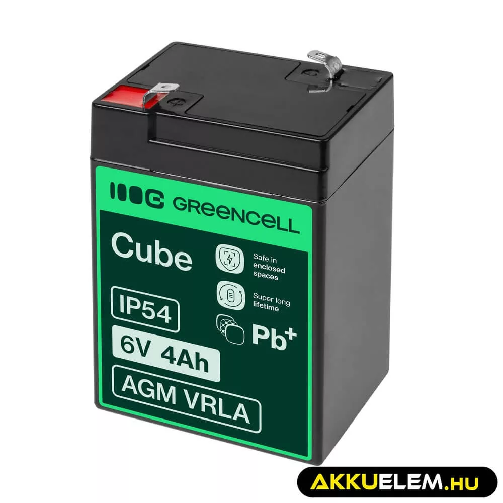 GreenCell AGM VRLA 6V 4Ah akkumulátor riasztókhoz