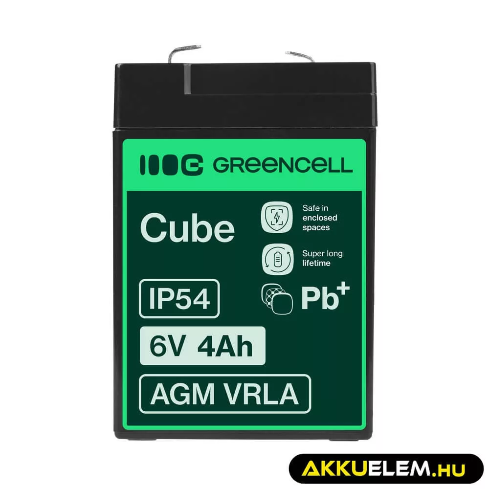 GreenCell AGM VRLA 6V 4Ah akkumulátor riasztókhoz