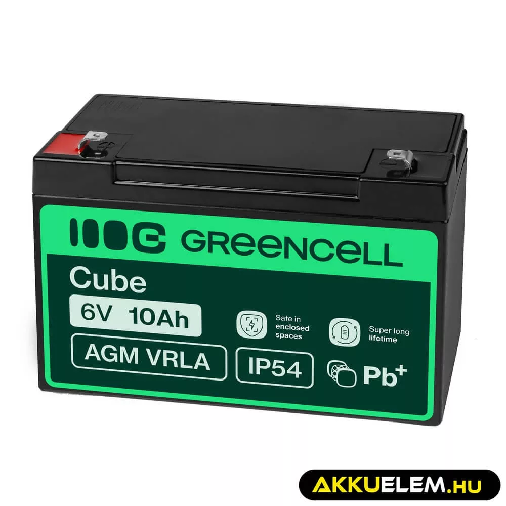 GreenCell AGM VRLA 6V 10Ah akkumulátor riasztókhoz
