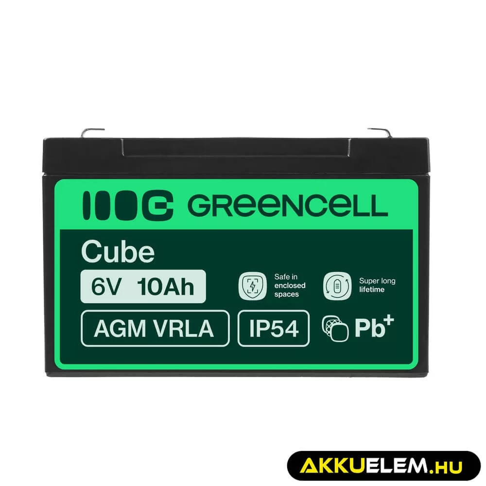 GreenCell AGM VRLA 6V 10Ah akkumulátor riasztókhoz