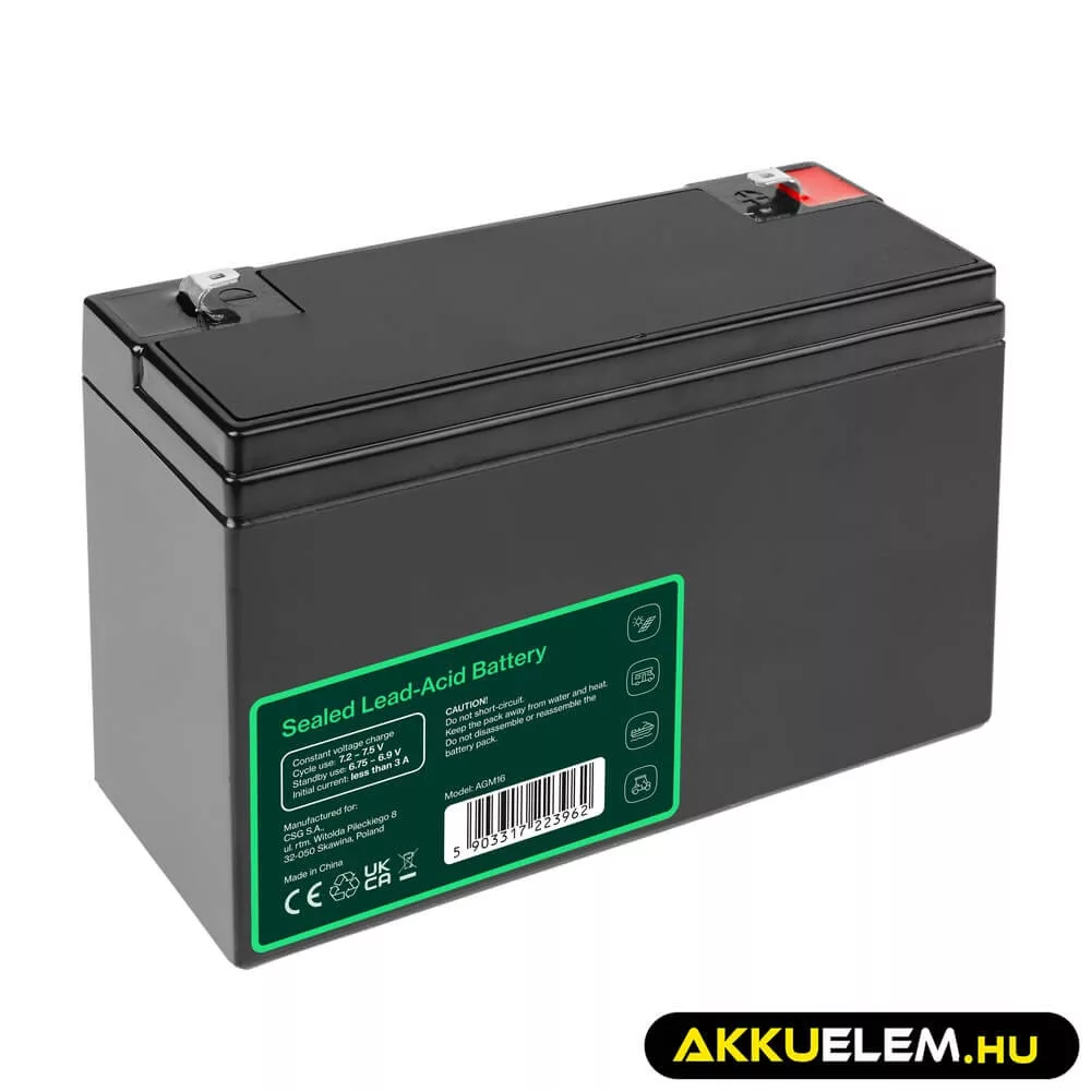 GreenCell AGM VRLA 6V 10Ah akkumulátor riasztókhoz