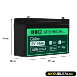 GreenCell AGM VRLA 6V 14Ah zselés akkumulátor - GreenCell