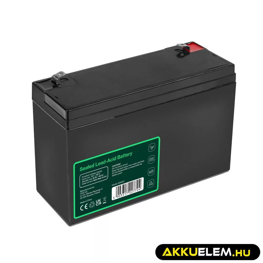 GreenCell AGM VRLA 6V 14Ah akkumulátor riasztókhoz