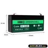 GreenCell AGM VRLA 6V 3.4Ah zselés akkumulátor - GreenCell