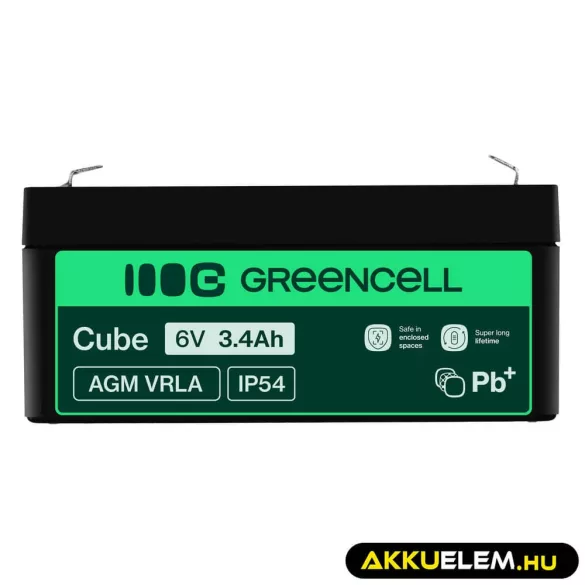GreenCell AGM VRLA 6V 3.4Ah zselés akkumulátor - GreenCell