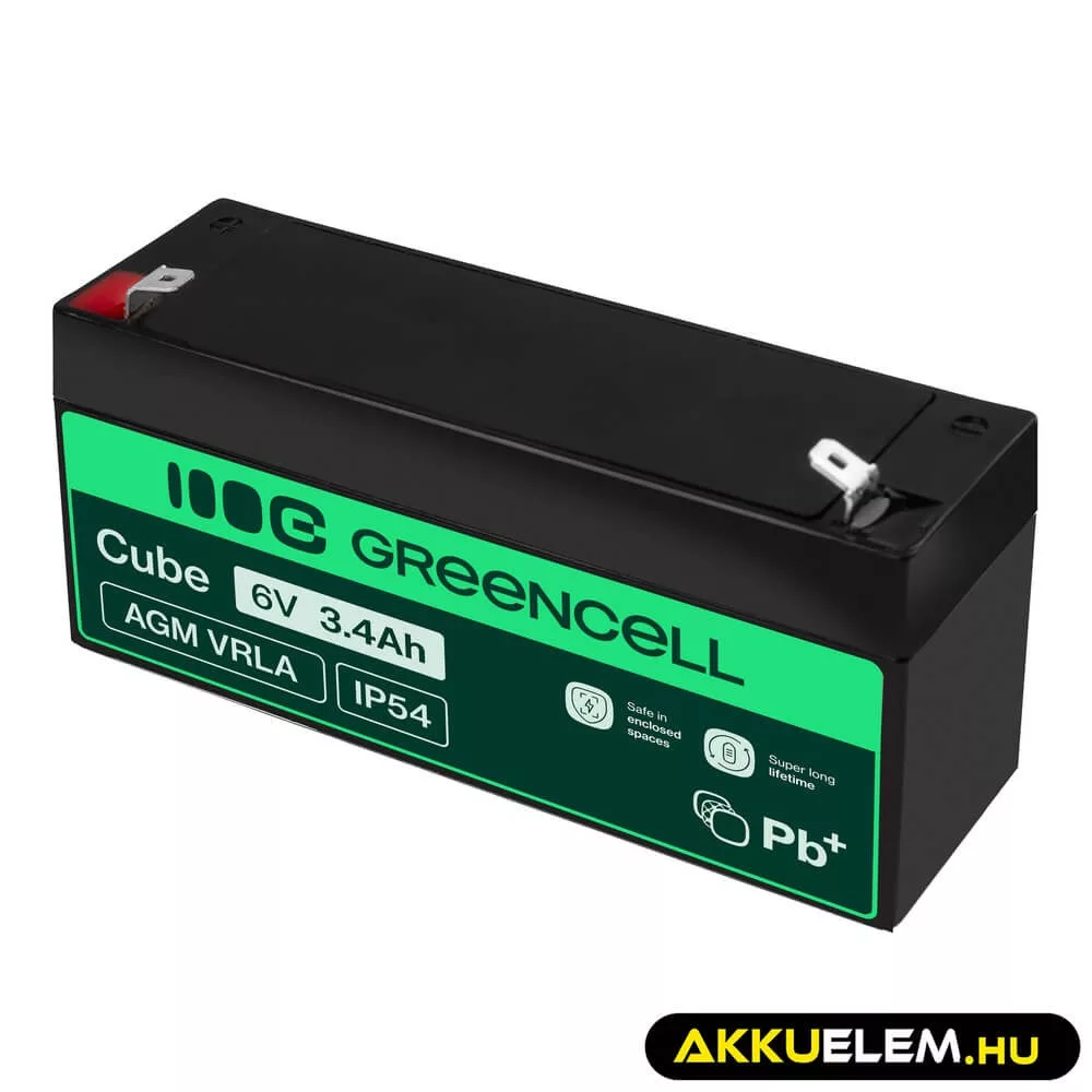 GreenCell AGM VRLA 6V 3.4Ah akkumulátor riasztókhoz