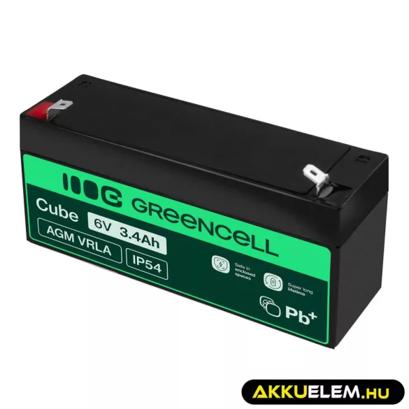 GreenCell AGM VRLA 6V 3.4Ah zselés akkumulátor - GreenCell