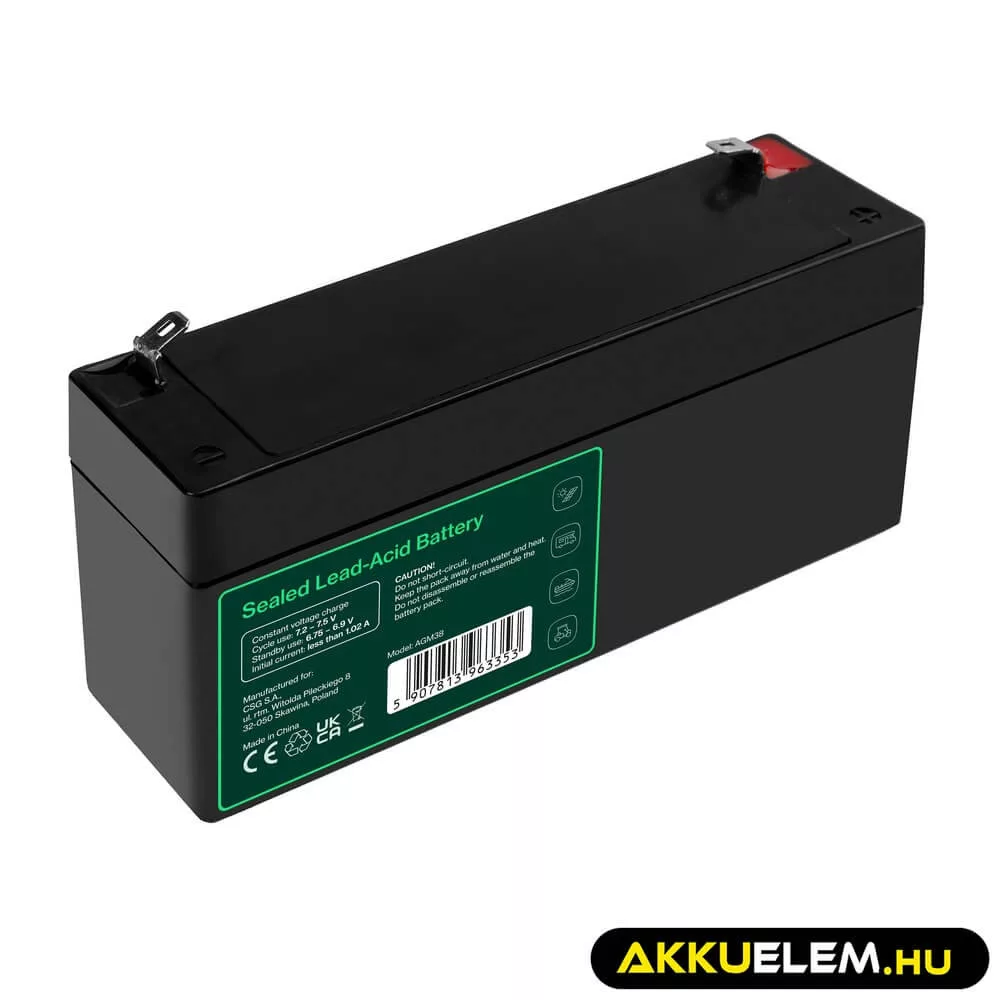GreenCell AGM VRLA 6V 3.4Ah akkumulátor riasztókhoz