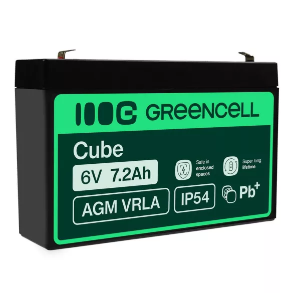 GreenCell AGM VRLA 6V 7.2Ah zselés akkumulátor - GreenCell