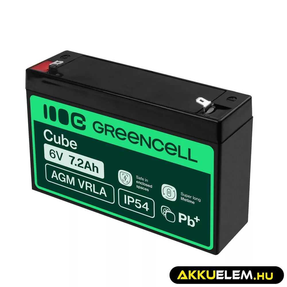 GreenCell AGM VRLA 6V 7.2Ah akkumulátor riasztókhoz
