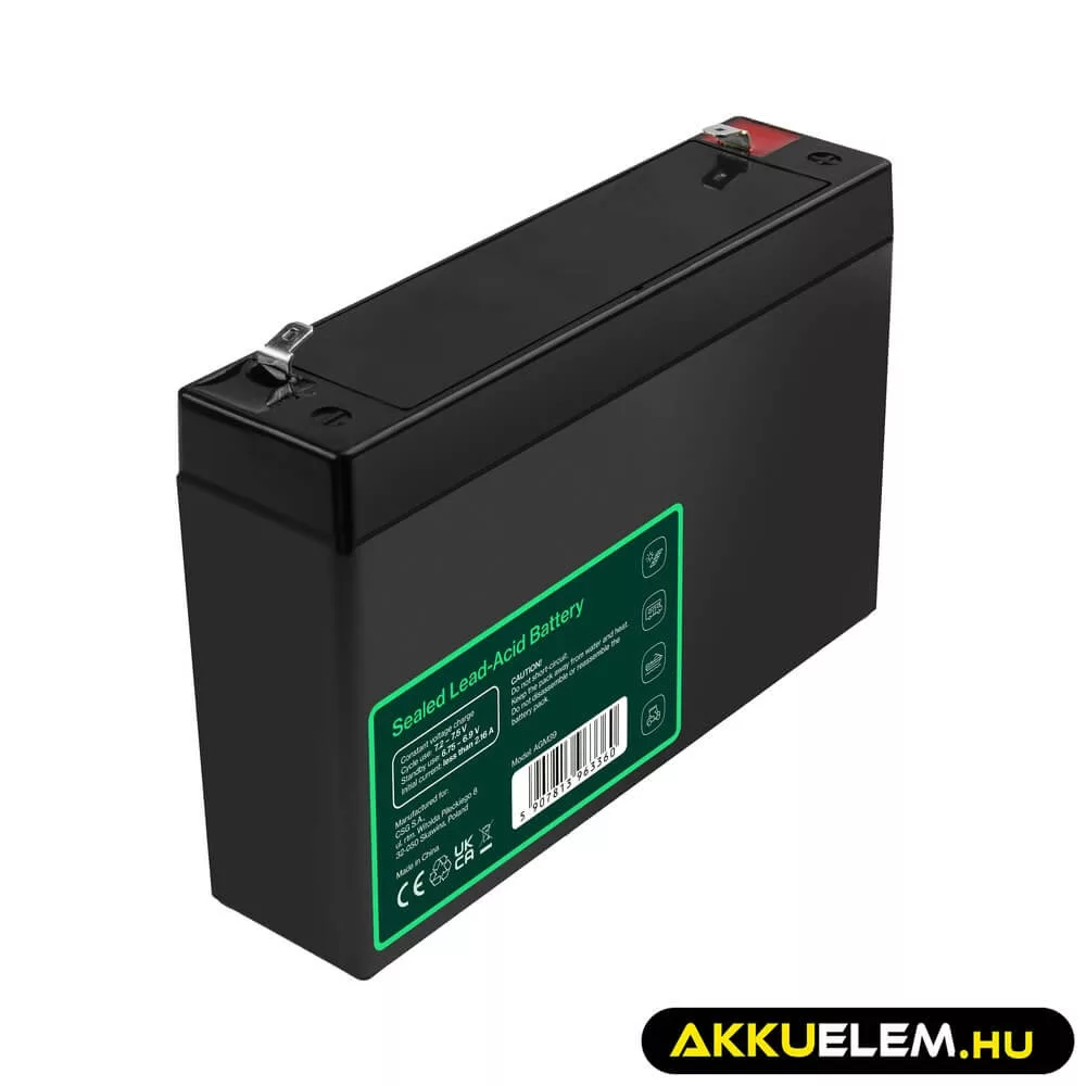 GreenCell AGM VRLA 6V 7.2Ah akkumulátor riasztókhoz