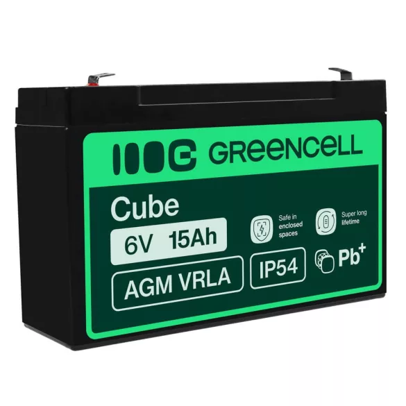 GreenCell AGM VRLA 6V 15Ah zselés akkumulátor - GreenCell