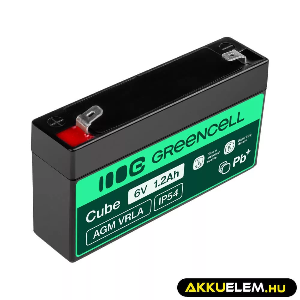 GreenCell AGM VRLA 6V 1.2Ah akkumulátor riasztókhoz
