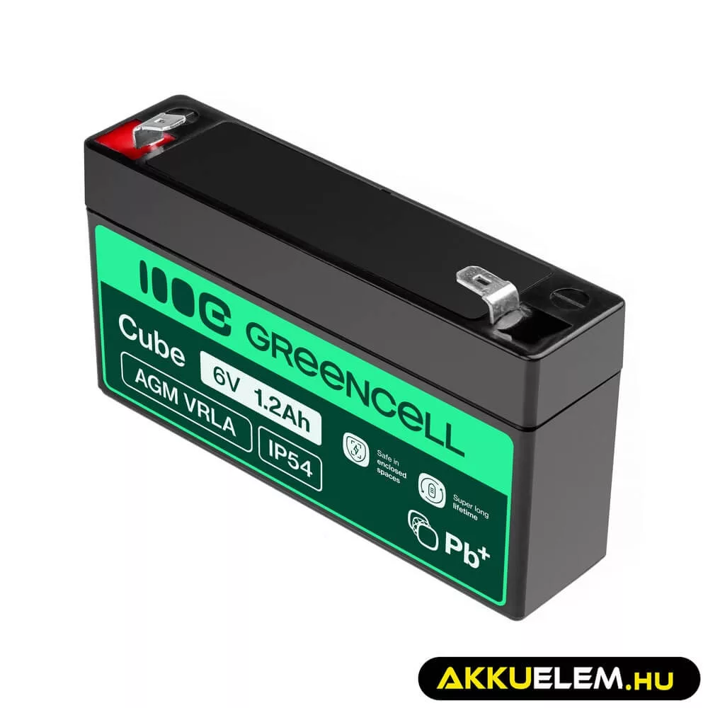 GreenCell AGM VRLA 6V 1.2Ah akkumulátor riasztókhoz