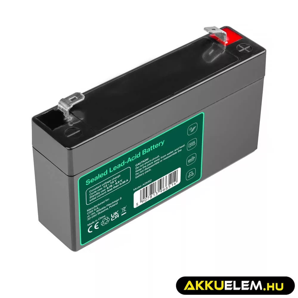 GreenCell AGM VRLA 6V 1.2Ah akkumulátor riasztókhoz