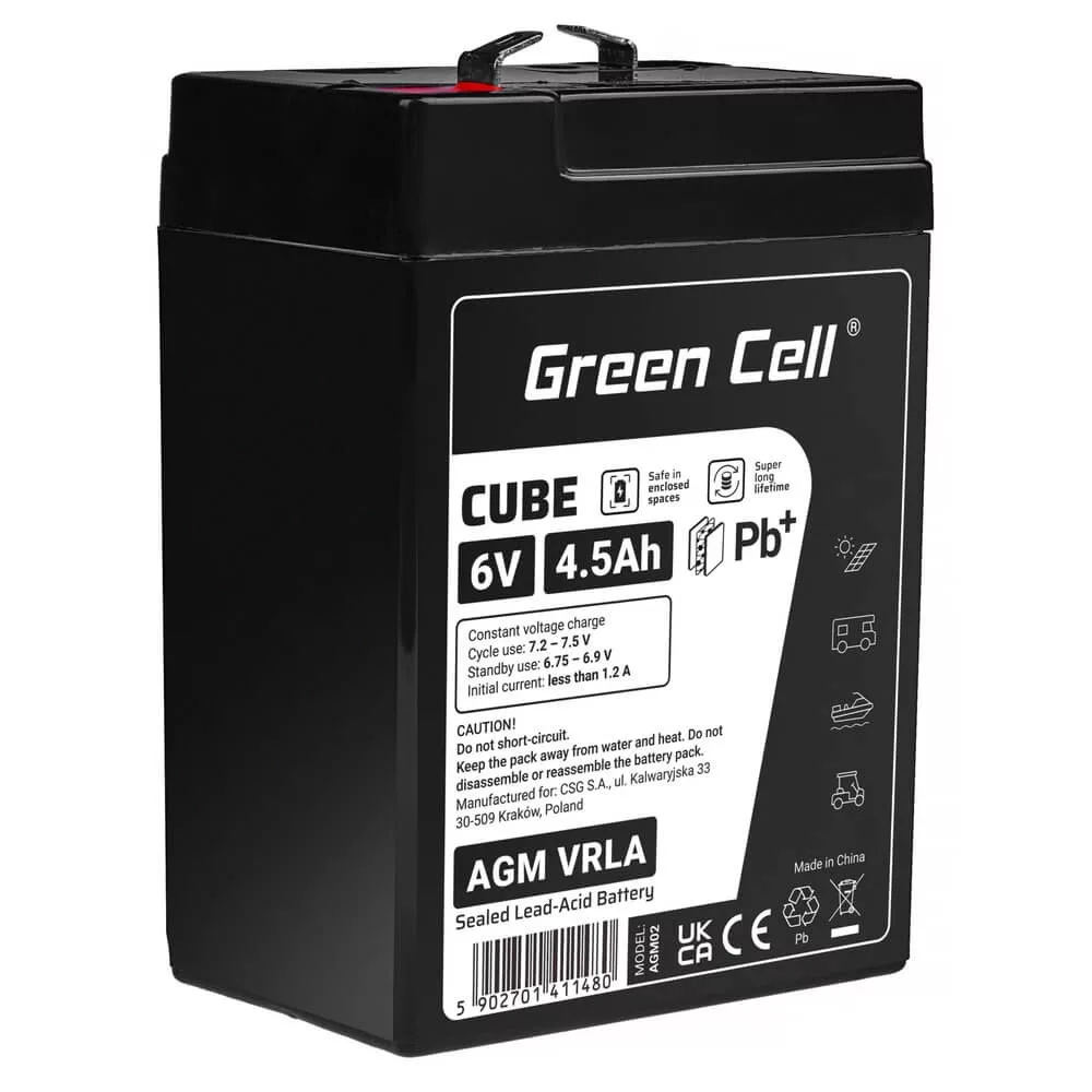 GreenCell CUBE AGM IP54 6V 4Ah VRLA akkumulátor Gel Deep Cycle robogókhoz fűnyírókhoz hajókhoz GreenCell CUBE AGM IP54 6V 4Ah VRLA akkumulátor Gel Deep Cycle robogókhoz fűnyírókhoz hajókhoz