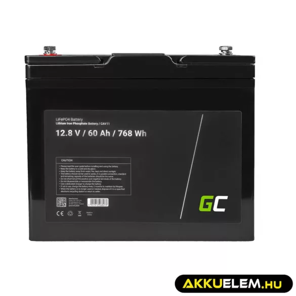 GreenCell LiFePO4 akkumulátor 12V 12.8V 60Ah napelemes rendszerekhez lakóautókhoz hajókhoz - GreenCell