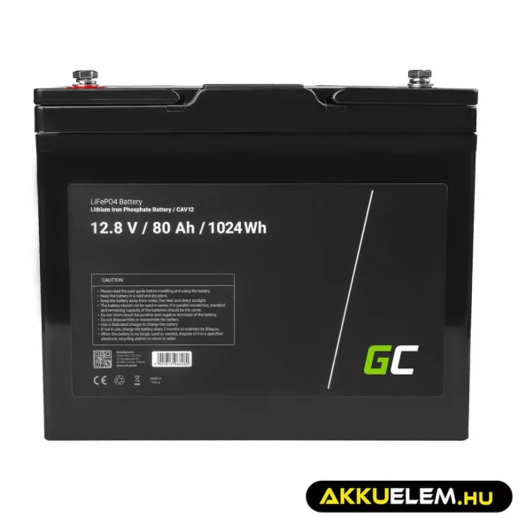 GreenCell LiFePO4 akkumulátor 12V 12.8V 80Ah napelemes rendszerekhez lakóautókhoz hajókhoz - GreenCell